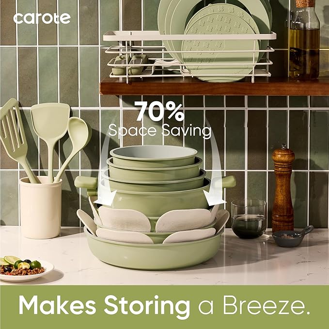 CAROTE 27pcs Ceramic Cookware Set Nonstick, Pots and Pans Set Non Stick - Image 4
