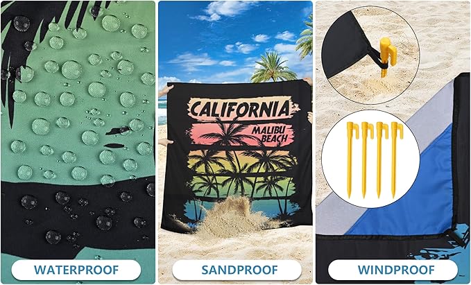 HIHOHO Beach Blanket Waterproof Sandproof Extra Large Beach Mat 79" X - Image 3