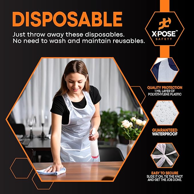 Xpose Safety 2000 White Plastic Disposable Aprons - Image 4