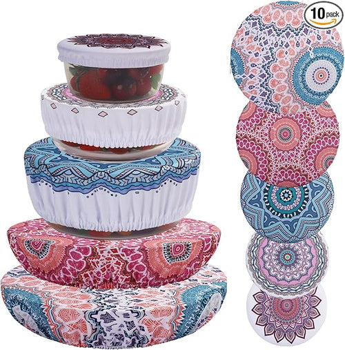 10Pcs Reusable Bowl Covers in 5 Sizes by CGFOXUO
