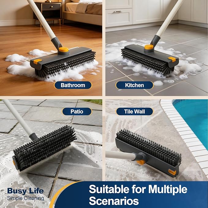 Yocada Floor Scrub Brush with Long Handle 3 in 1 Dual-Sided Stiff Bristle - Image 7