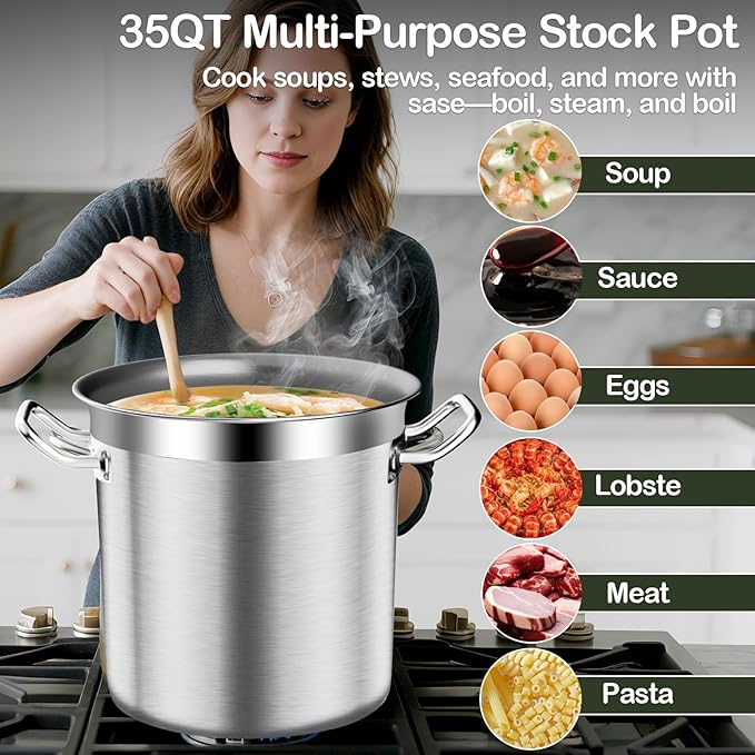 Large Stock Pot-35QT Stainless Steel Stockpot - Image 4