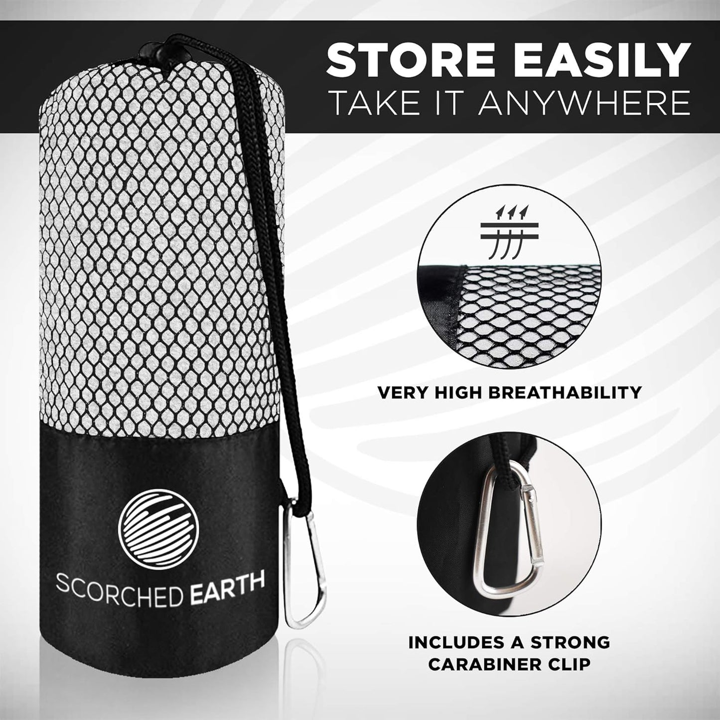 ScorchedEarth Microfiber Travel & Sports Towel Set (Slate Gray) - XL Set (39x70.5 & 12x24)