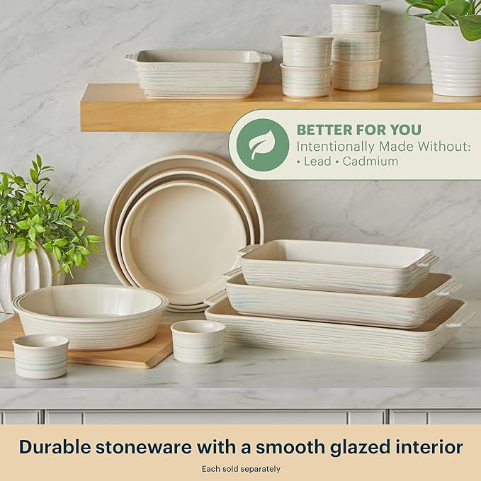 Pyrex 8-Piece Ceramic Complete Bakeware Set, Nonstick Pie, Lasagna Oven Pans - Image 3