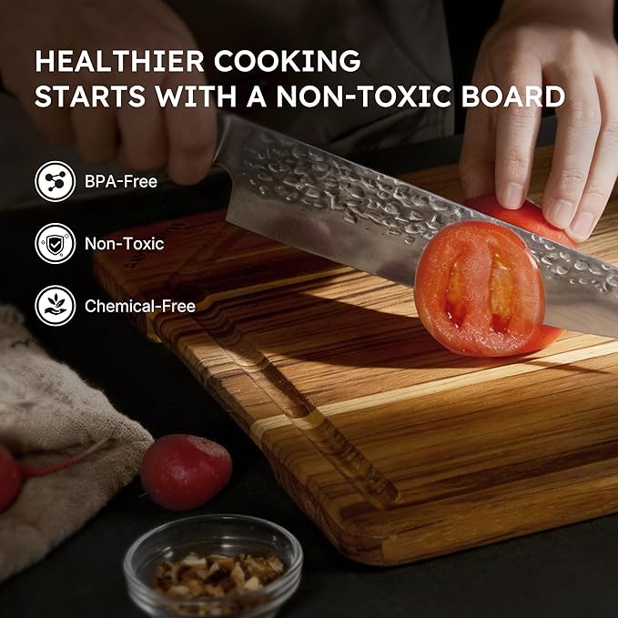 3 Pack Teak Wood Cutting Board Set - Image 7