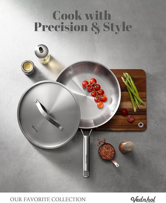 Stainless Steel Frying Pan Set 8+10+12 Inch, Tri-Ply Stainless Steel Skillets - Image 3