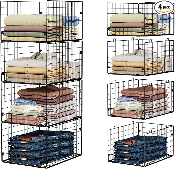 4-Tier Stackable Closet Organizers and Storage Shelves, Foldable Closet Shelf by FollowWithYociyogaTogether