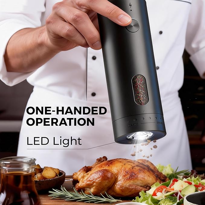 110ml Electric Salt and Pepper Grinder Set, Rechargeable salt and pepper shakers - Image 6