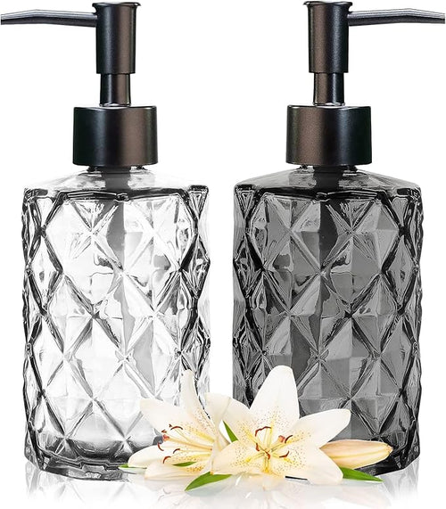 11oz Glass Soap Dispenser with Plastic Pump, Lotion Shower Gel by Ulable
