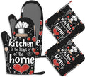 Funny Oven Mitts and Pot Holders Sets of 4 The Kitchen is The Heart of The Home by BIGXIUKA