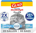 Glad ForceFlex MaxStrength Kitchen Trash Bags, 20 Gal, Fresh Clean Febreze by GladTrashFoodStorage