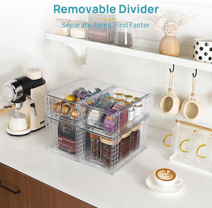 Vtopmart 4 Pack Clear Stackable Storage Drawers, Under Sink and Kitchen - Image 8