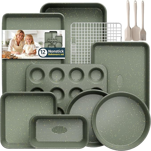 12-Piece Nonstick Baking Set, Non-Toxic Bakeware Sets by SlowSLog