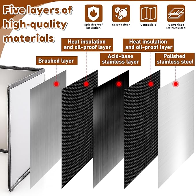 SHENLIU 3 Sided Splatter Guard, Anti Splatter Shield Stainless Steel Oil - Image 3