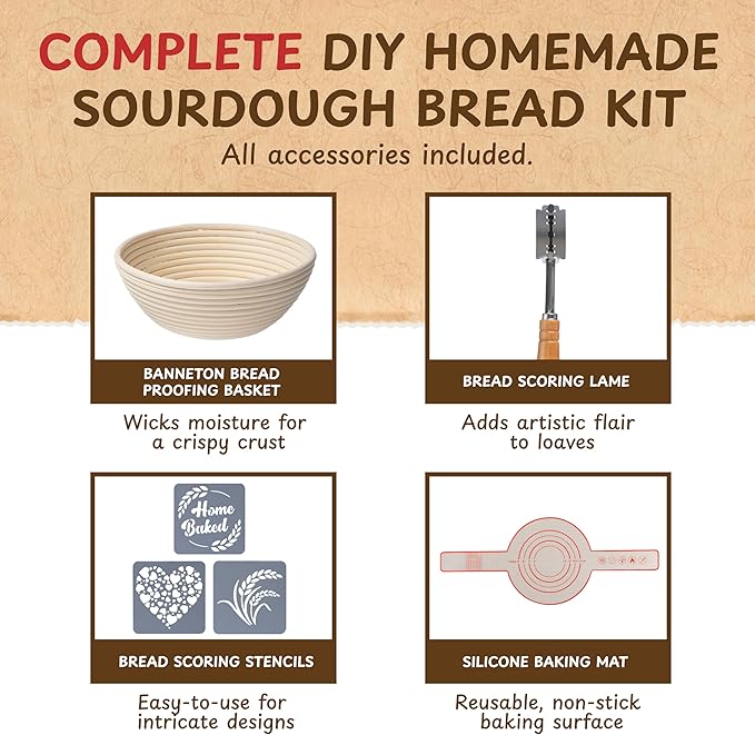 Complete Sourdough Bread Starter Kit, Glass Sourdough Starter Jar Kit & Tons of - Image 7