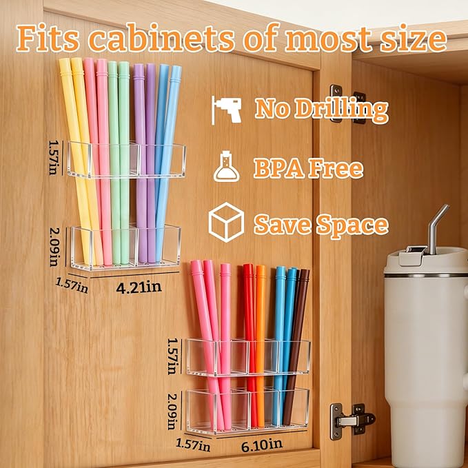 2 PACK Small Acrylic Straw Holder - Image 2