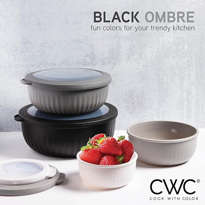 COOK WITH COLOR Prep Bowls with Lids- Wide and Deep Nesting Plastic Small - Image 3