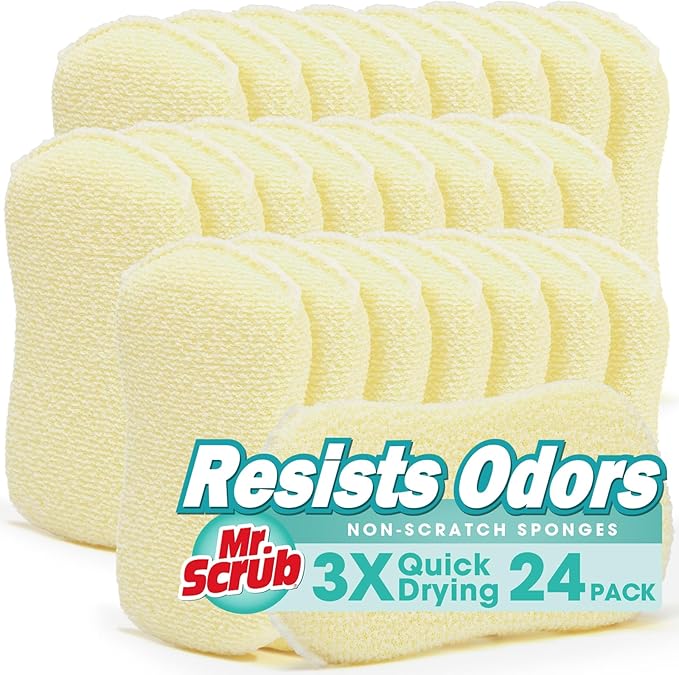 Mr. Scrub Sponges Kitchen Scrub Dish Sponge Scouring Pad, 24 Pack Cleaning by MrScrubCleaninghelpers