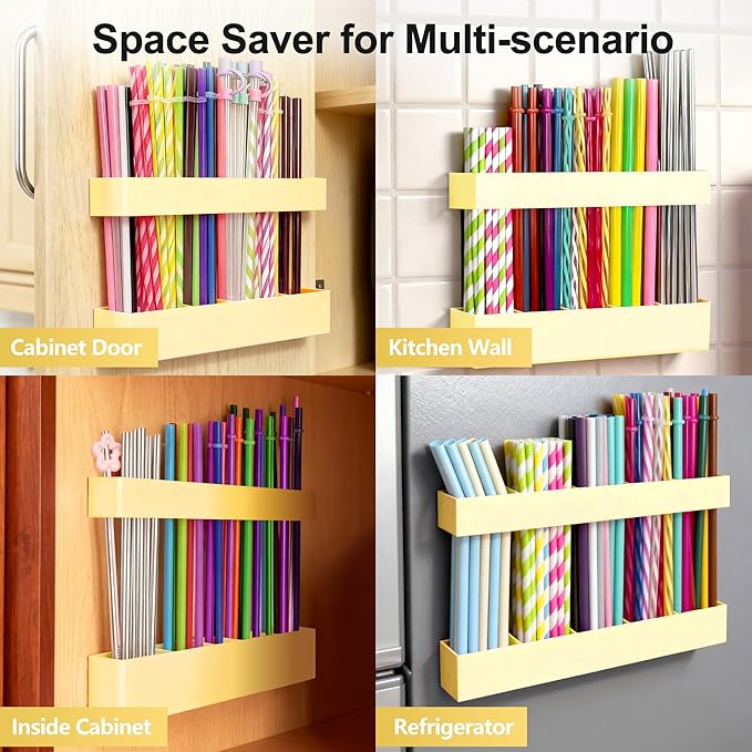 Straw Holder for Cabinet Door, 9.6” Adjustable Two-Part Large Acrylic Straws - Image 4