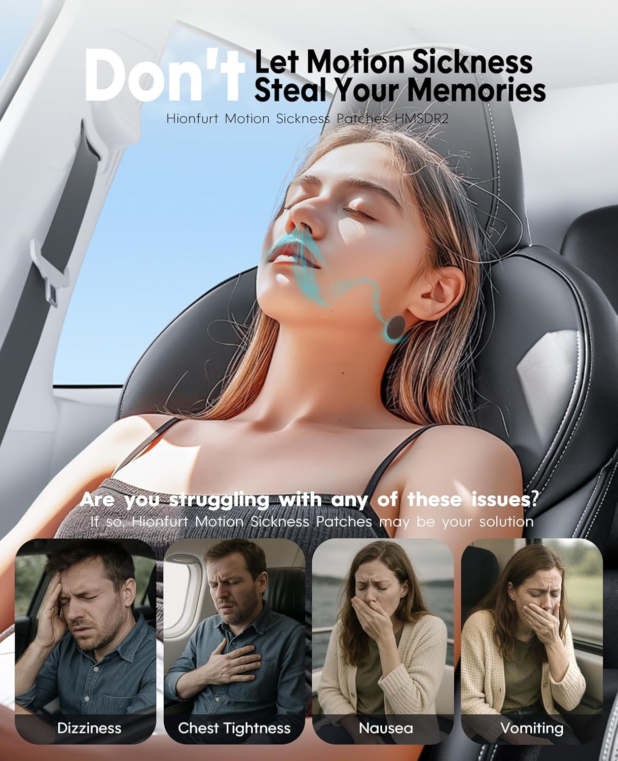 HMSDR2 48ct Motion Sickness Patches with Plant Essence – Lemon – Sea Sickness Patches for Cruise, Car, Airplane – Non-Drowsy, 72H Lasting