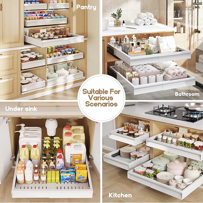 Seinloes 2 Pack Pull Out Cabinet Organizer - Image 7