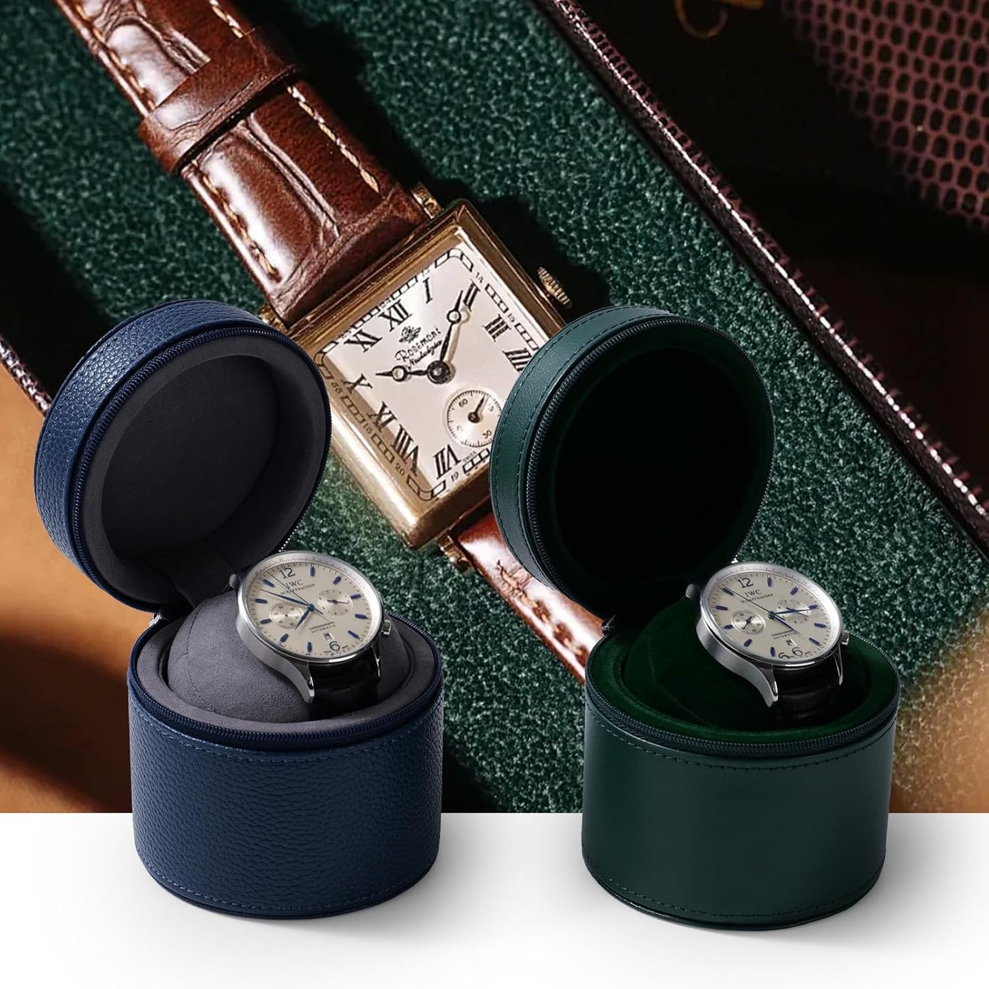 Oirlv Luxury Leather Watch Travel Case Single Watch Case with Removable Pillow(Brown)