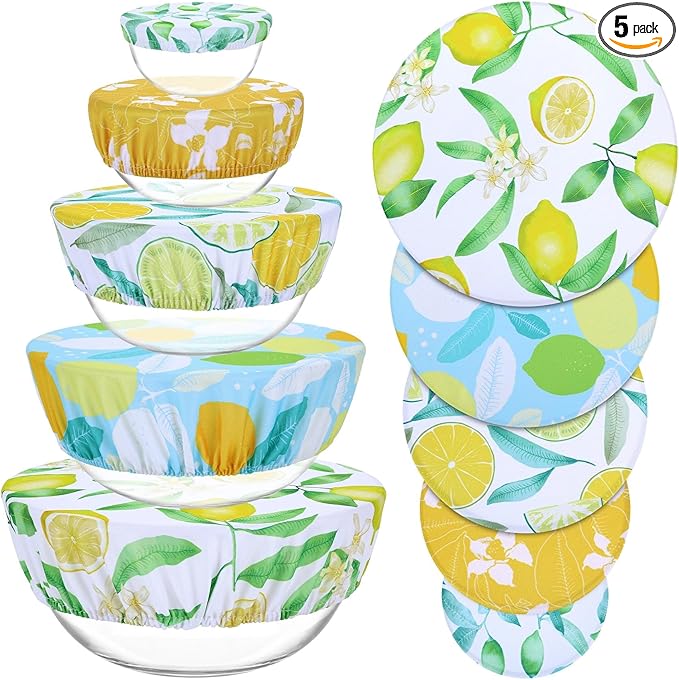 5 Pieces Bowl Covers Reusable, 5 Size Elastic Cloth Bowl Covers by Revahope