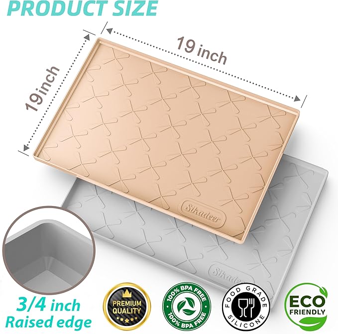 SIKADEER 19" x 19" Under Sink Mat Waterproof, Silicone Mat Kitchen Drawer Shelf - Image 2