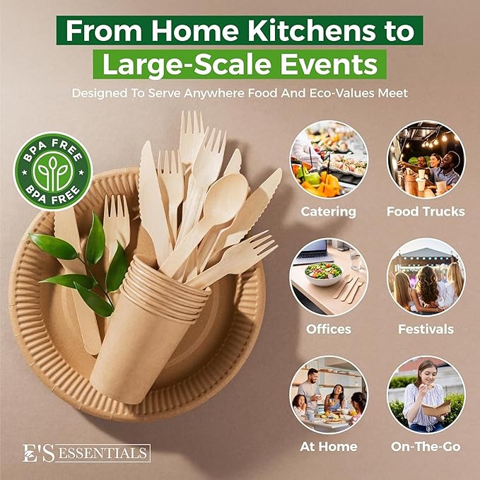 700 PCS Wooden Cutlery Set - Image 7
