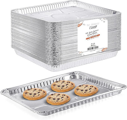 1/4 Size Cookie Sheet Baking Cake Pans l 12.8” x 8.9” Disposable Aluminum Foil by Fig+%26+Leaf