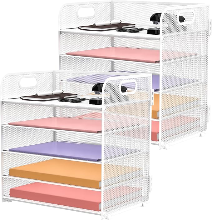 2 Pack 5-Tier White Desk Organizer by SUPEASY