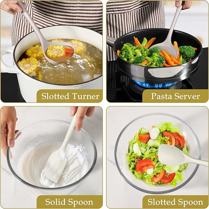 LIANYU 8Pcs Kitchen Utensils Set, Silicone Cooking Utensils Spatula Set - Image 7