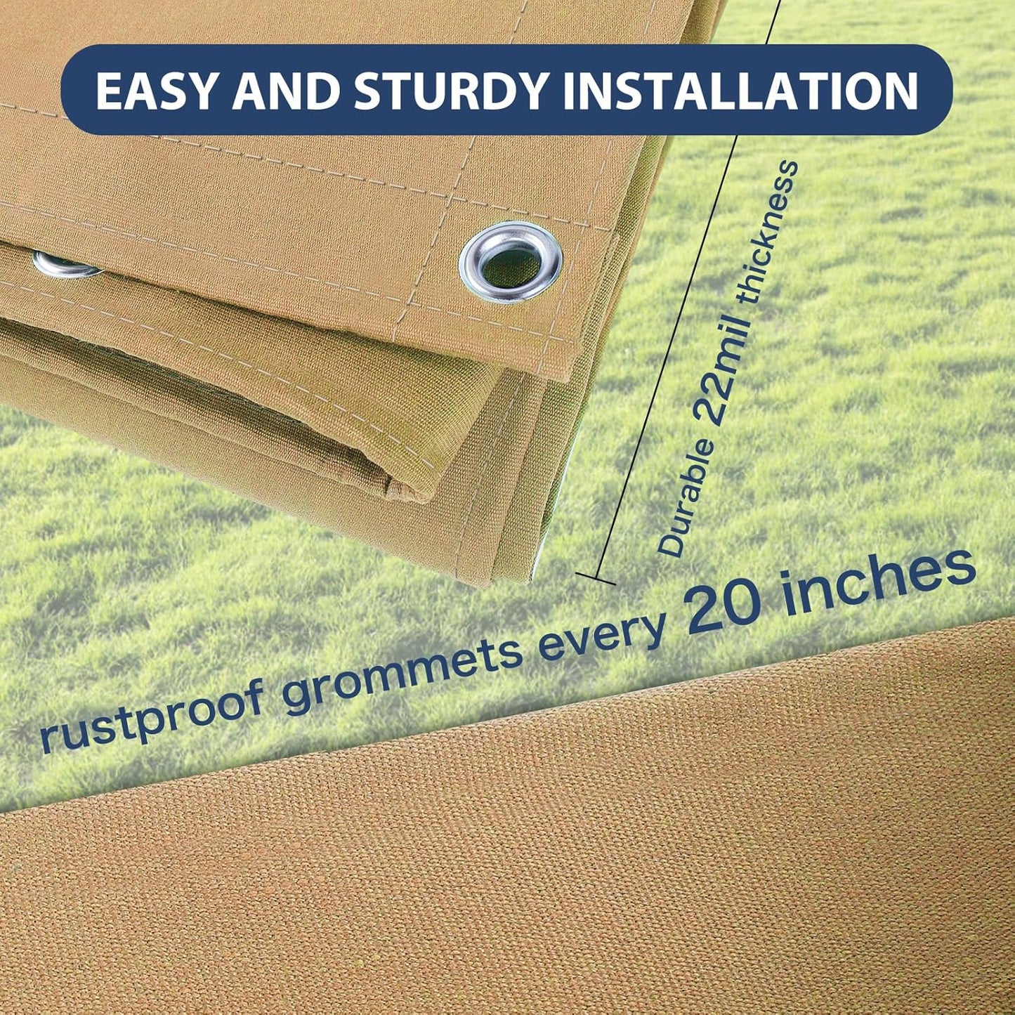 8’x10’ Canvas Tarps Heavy Duty Waterproof Tarpaulins with Aluminum Grommets,UV Resistant, 22Mil Multipurpose Drop Cloth, 14oz Cover Sheet for Outdoor and Indoor Use with Ropes Yellow