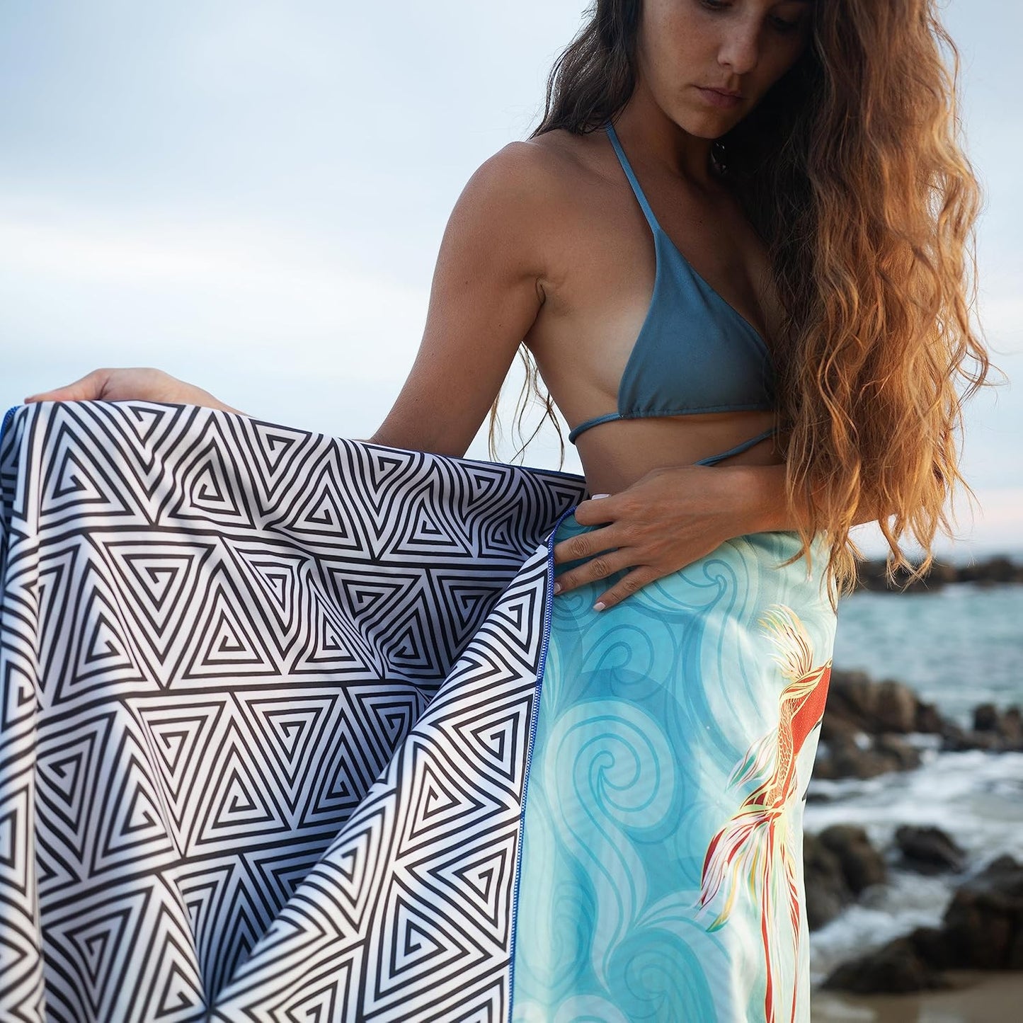 Quick Dry Towel Extra Large 78x35 Inch - Microfiber Beach Towel - Perfect for Beach, Travel, Swimming, Pool, Yoga, Hiking, Camping - Lightweight, Fast Drying, Compact for Adults (Koi Fish)