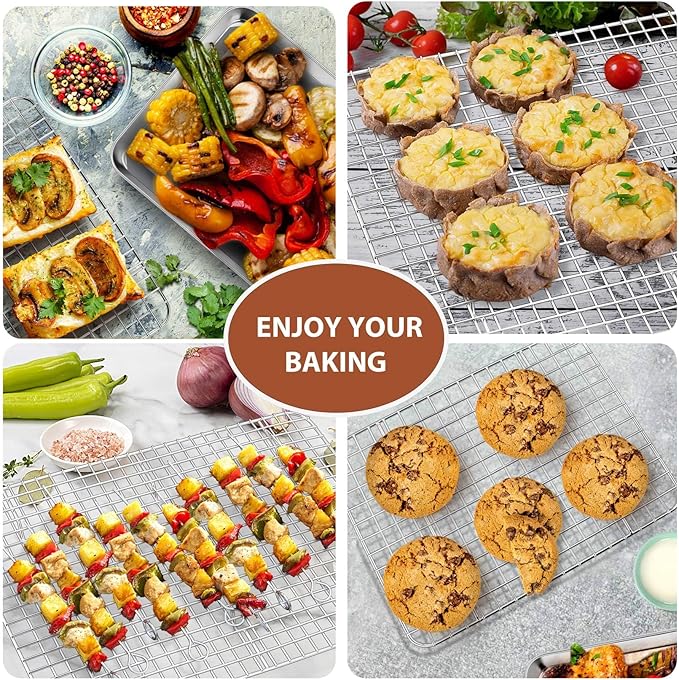 P&P CHEF 16 + 10.4 Inch Baking Sheet and Rack Set, Stainless Steel Cookie - Image 5