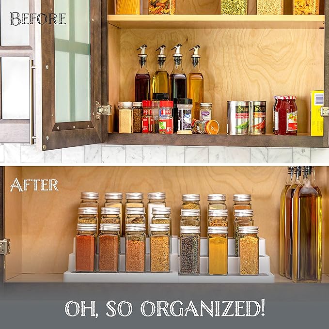 Oizeir Plastic 3-Tier Expandable Spice Rack, Adjustable Length, Stability - Image 5