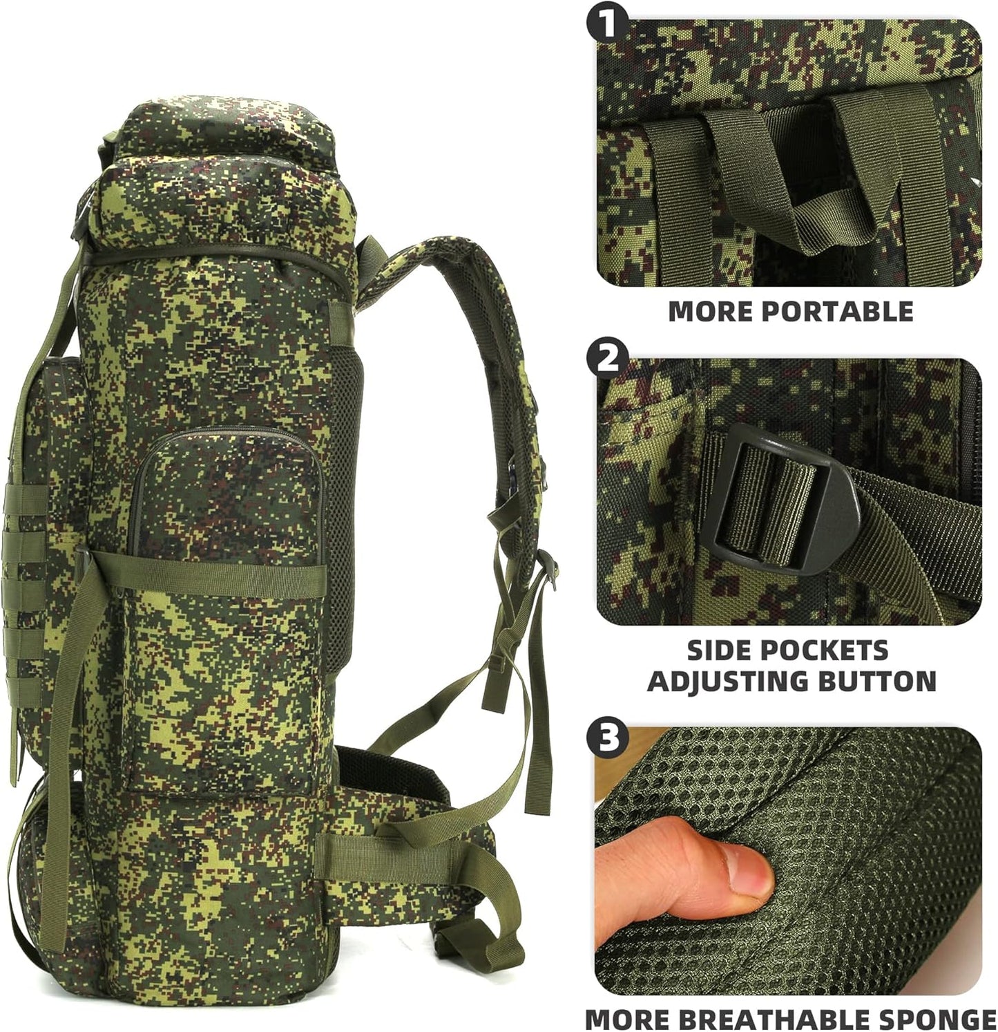 King'sGuard 70L Camping Hiking Backpack Tactical Backpack Military Molle Rucksack Backpack for Outdoor