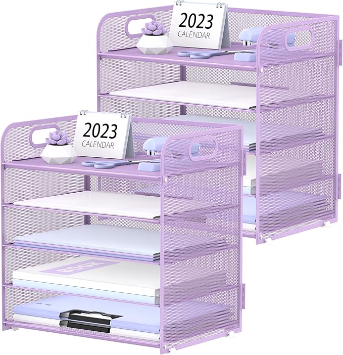 2 Pack 5-Tier Purple Desk Organizer by SUPEASY