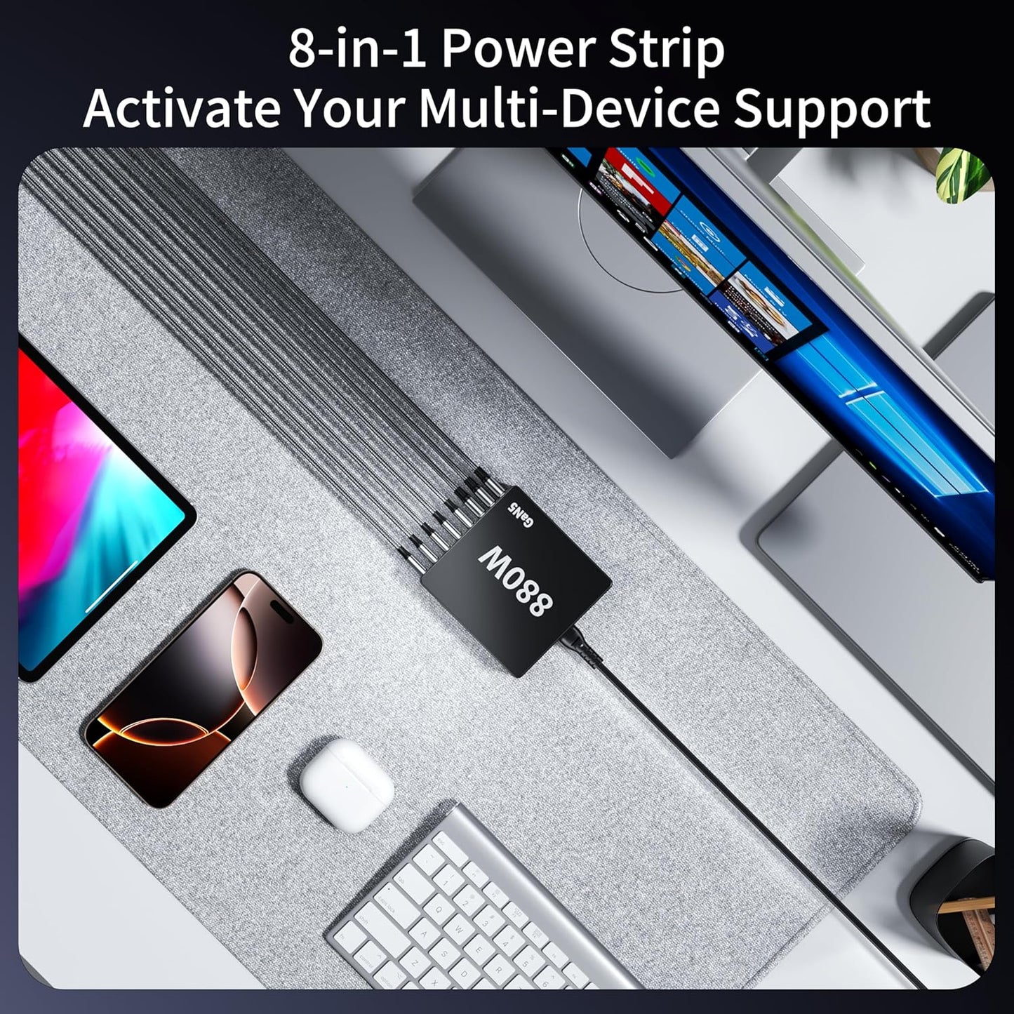 880W USB C Charger Block Charging Station 8 Port Fast Chager 140W PD PPS AVS HUB Laptop MacBook Charger Compatible with All iPhone 17 Pro Max/17 Air/16 SE/Samsung Galaxy 25/ MacBook Pro/Air/iPad Pro