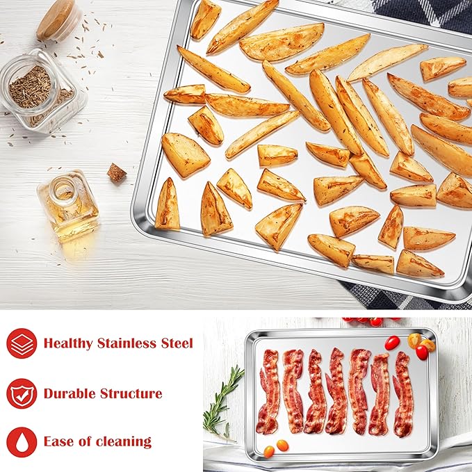 E-far Cookie Sheets Set of 3, 18”x13” Stainless Steel Baking Sheet Pans - Image 5
