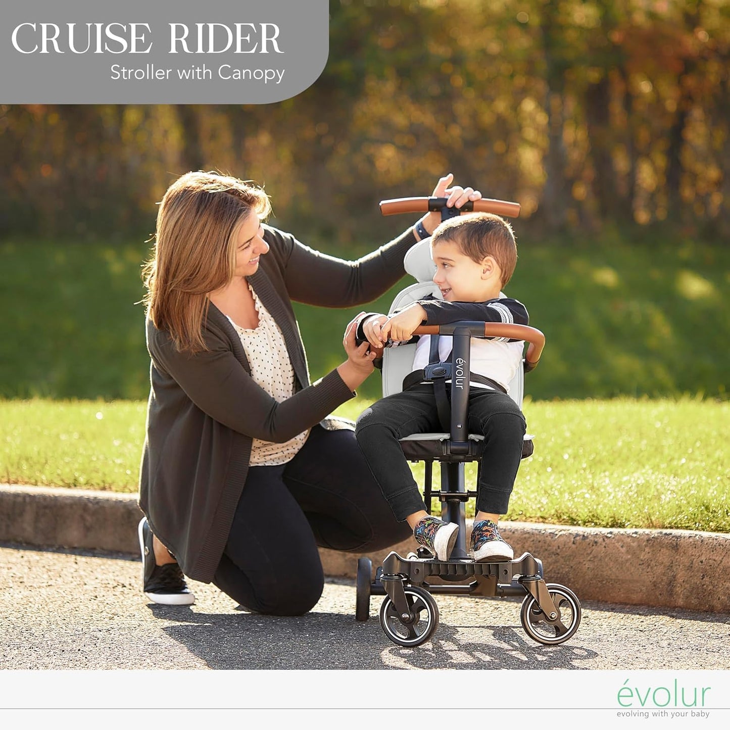 Evolur Cruise Rider Stroller with Canopy, Lightweight Umbrella Stroller with Compact Fold, Easy to Carry Travel Stroller - Koala Gray