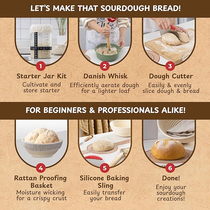 Complete Sourdough Bread Starter Kit, Glass Sourdough Starter Jar Kit & Tons of - Image 3