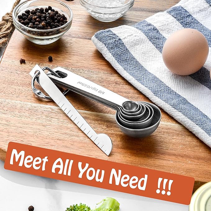 Stainless Steel Measuring Spoons Set, 7 Pieces Kitchen Measuring Sets Gadgets - Image 6