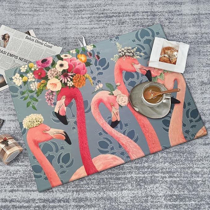 Flamingo Flowers Dish Drying Mat 18x24 Inch, Microfiber Absorbent Fast Dry Mat - Image 7
