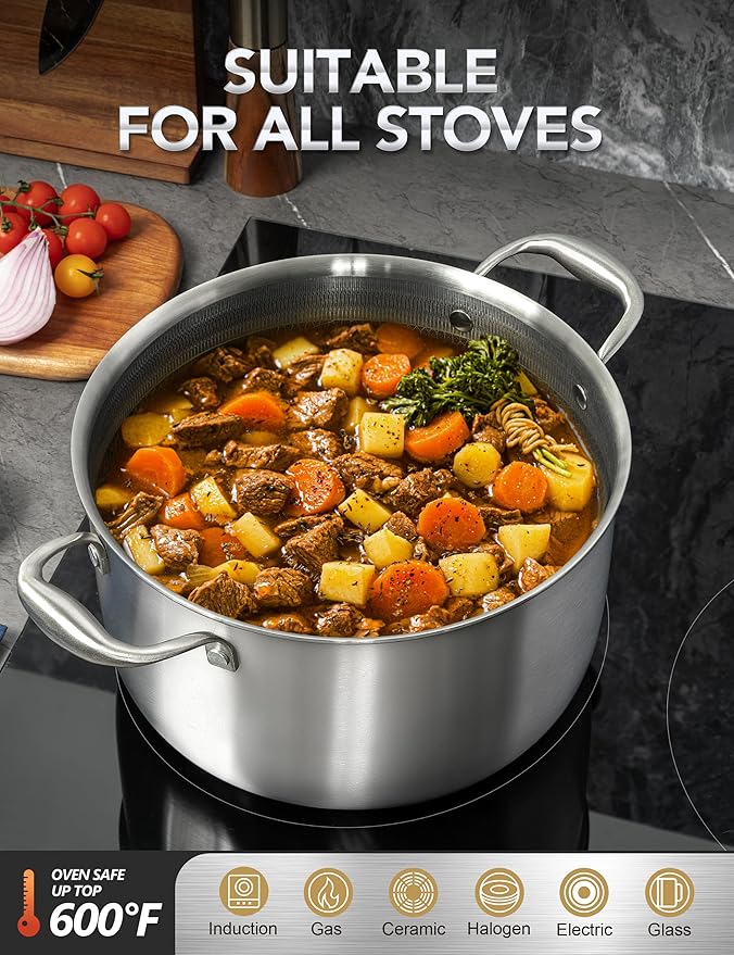 MICHELANGELO Tri-ply Stainless Steel Stock Pot - Image 3