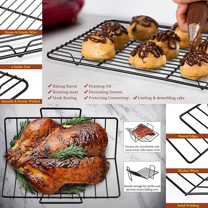 E-far Roasting Pan with Racks, Large Stainless Steel Turkey Roaster with - Image 6