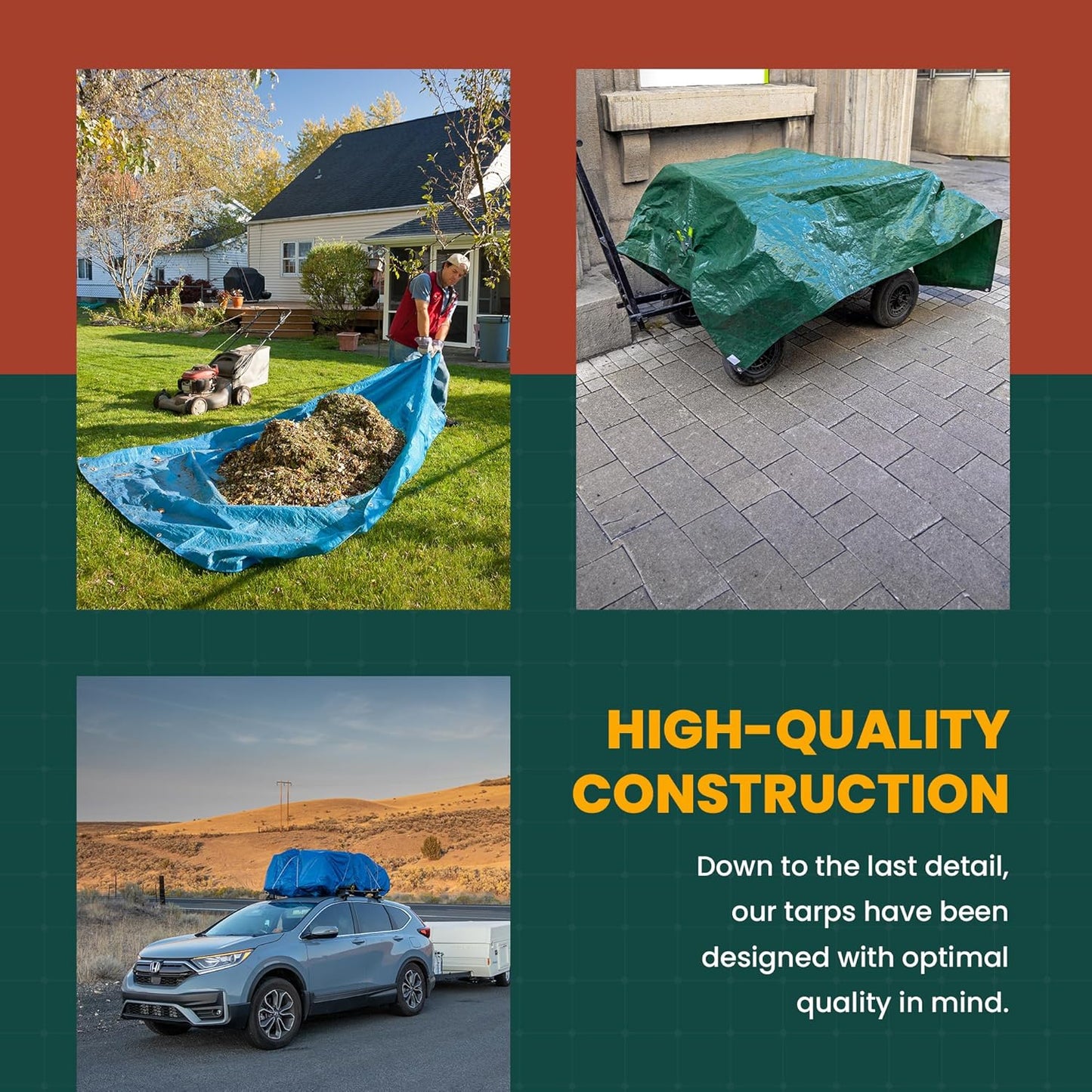 Large Waterproof Tarp - Heavy Duty 5 Mil Thick Poly Tarpaulin Ideal for Canopy Tents, Boats, RV or Pool Covers - Multipurpose Protective Tarps with Grommets for Indoor and Outdoor Use | 20' x 40'