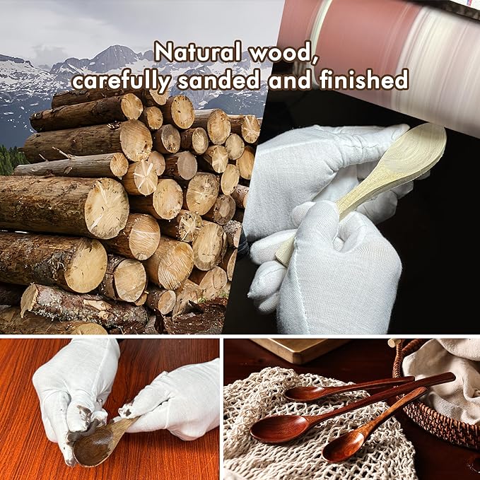 6pcs 9in Wooden Spoons, Soup Spoons Set, Long Handle Wooden Utensils - Image 5