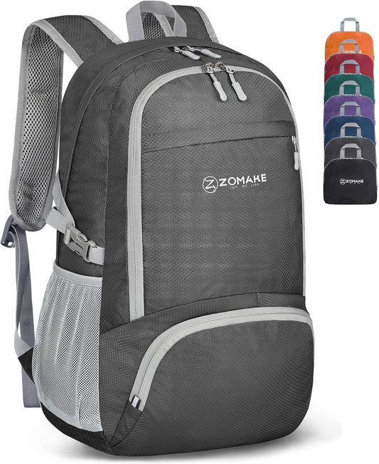 ZOMAKE Lightweight Packable Backpack 30L, Foldable Hiking Backpacks Water Resistant Compact Folding Daypack for Travel(Dimgray)