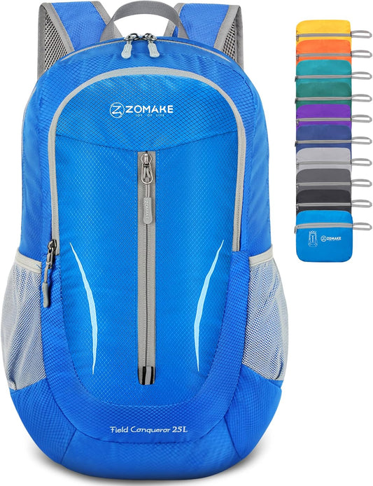 ZOMAKE Ultra Lightweight Packable Backpack 25L, Foldable Hiking Backpacks Water Resistant Small Folding Daypack for Travel(Dark Blue-NEW)
